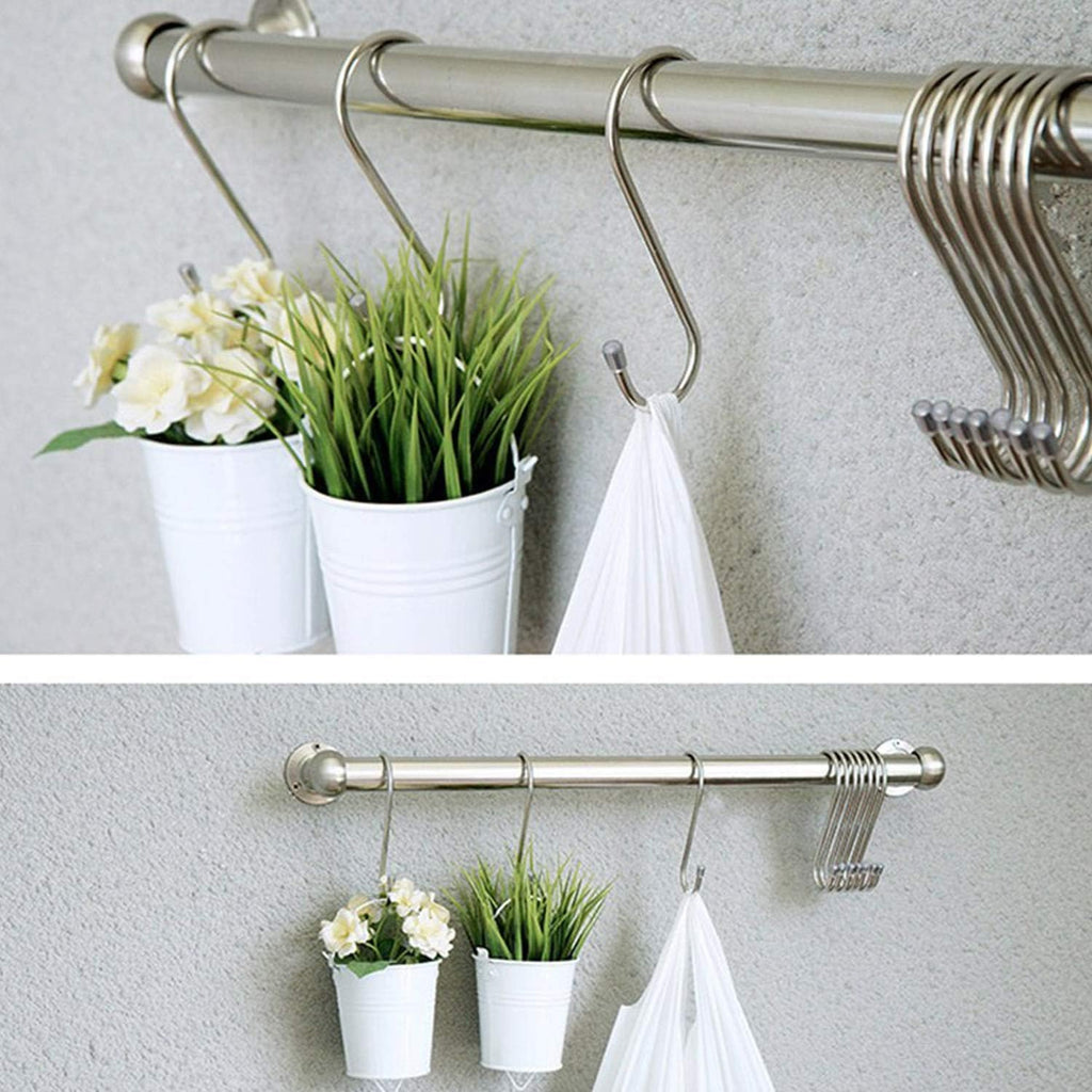 10 Pack Heavy Duty S Hooks Silver S Shaped Hooks Hanging Hangers Hooks for Kitchen, Bathroom, Bedroom and Office: Pan, Pot, Coat, Bag, Plants(10 Pack/Silver/Small)