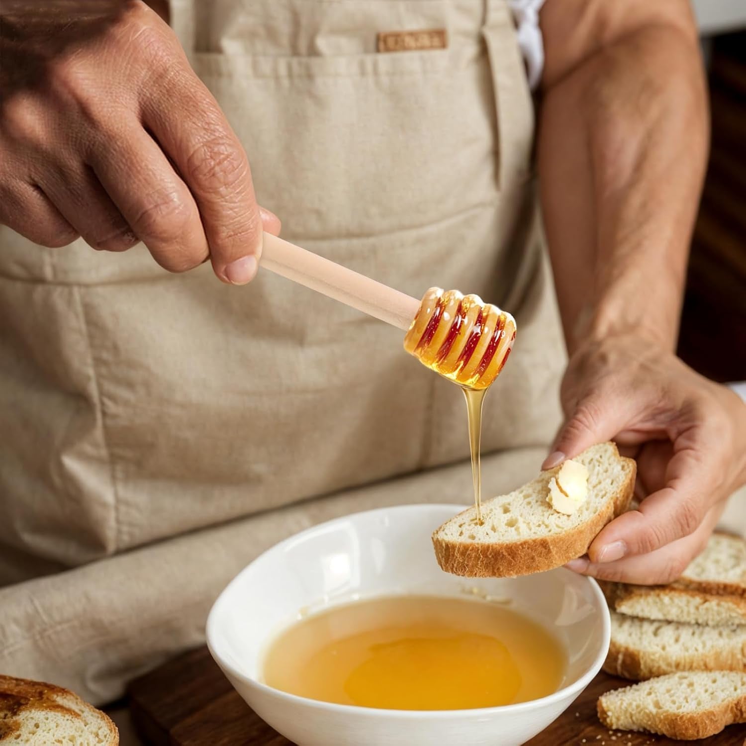 Wooden Honey Dipper Sticks, 20 Pack 3 Inch Mini Honey Stirrers for Jars Dispense and Drizzle, Natural Wood Wand for Tea Party, Wedding Favors, Baby Shower Gifts