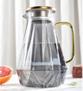 Black Diamond Glass Pitcher with Lid [68 Oz], Elegant Design Water Pitcher with Handle, Decoration for Room, High Durability Water Glass Carafe for Ice Tea Maker, Beverage, Hot/Cold Coffee