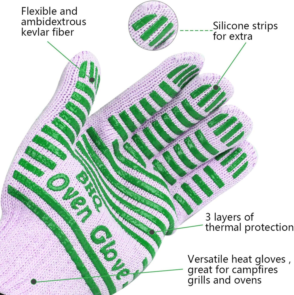 Extreme Heat Resistant Oven Gloves - 932F - Cooking Gloves for BBQ, Grilling, Baking,Cutting, Smoker Fireplace