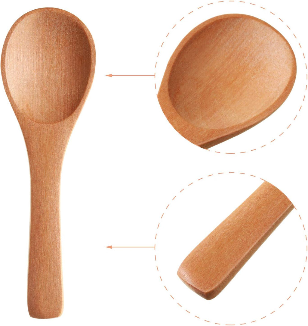 30 Pcs Small Wooden Spoons, 3. 5 Inch Mini Wood Natural Spoons for Jars Tasting Condiments Salt Sugar Coffee Tea Honey Spices, Tiny Wooden Teaspoons for Kitchen Supplies(Several Colors)