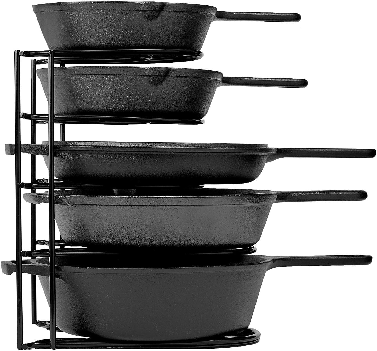Heavy Duty Pots and Pans Organizer Rack - 12.2"-Inch Tall - 5 Tier Rack - Holds 50 LB - Cast Iron Skillets, Griddles, Shallow Cookware - Space Saving Kitchen Storage - No Assembly Required