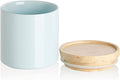 Kitchen Canisters Ceramic Food Storage Jar, Stackable Containers with Airtight Seal Wooden Lid for Serving Coffee Bean, Flour, Tea, Spice and More - 39 Fl Oz (Turquoise)