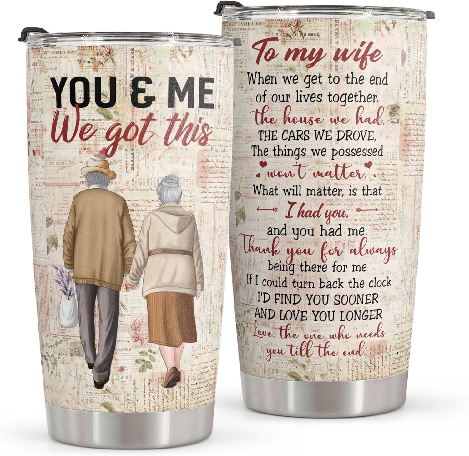 Gifts for Wife, Wife Gifts, Romatic Valentines Day Gifts for Her, Christmas Gift for Old Couple, You & Me We Got This, Stainless Steel Tumbler 20Oz I Love You Her, Anniversary Presents