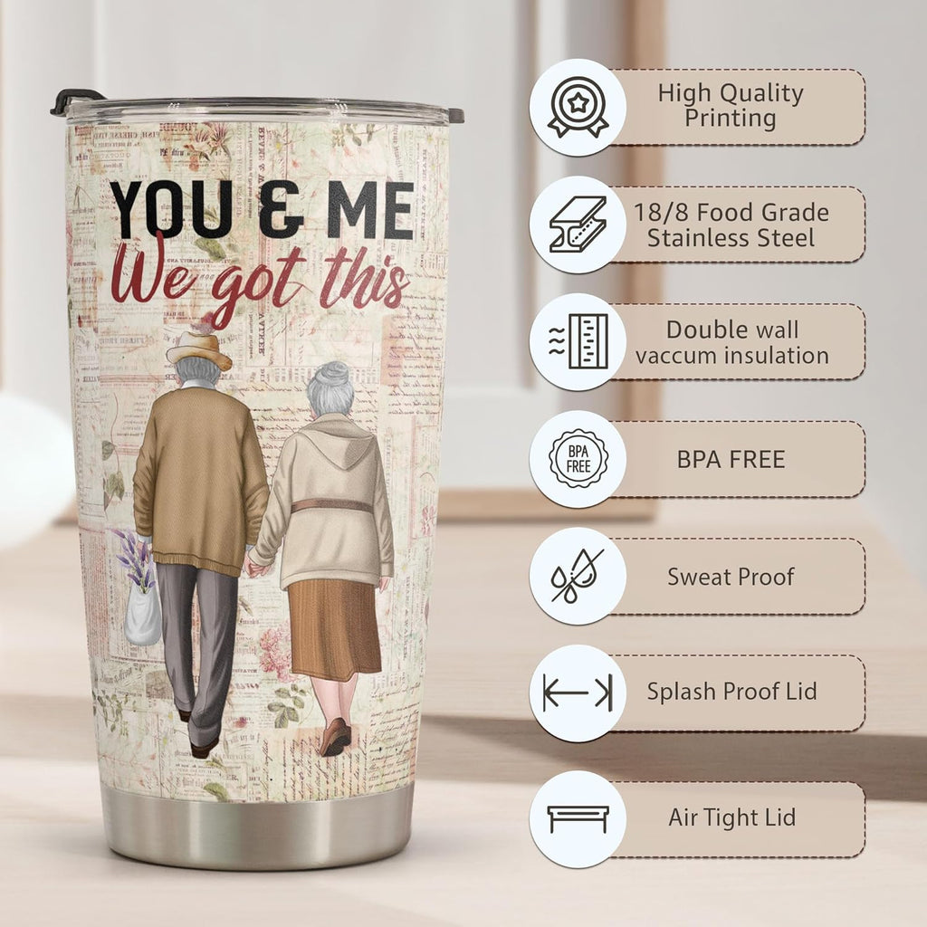 Gifts for Wife, Wife Gifts, Romatic Valentines Day Gifts for Her, Christmas Gift for Old Couple, You & Me We Got This, Stainless Steel Tumbler 20Oz I Love You Her, Anniversary Presents