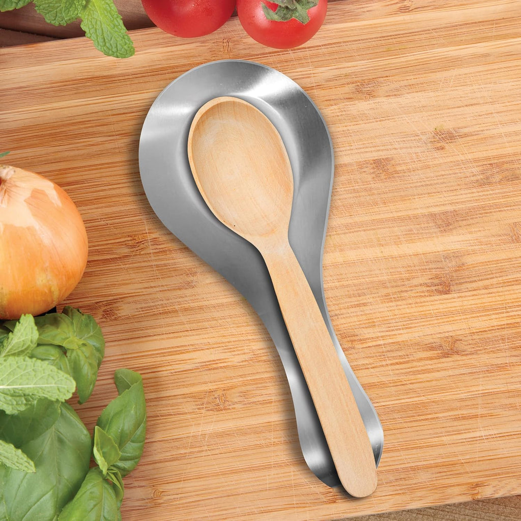 Stainless Steel Spoon Rest- Long Handle Holds Kitchen Utensils in Place, Great Spoon Rest for Counter, Stove Top, or Coffee Station; Kitchen Accessories, Utensil Rest, Stainless