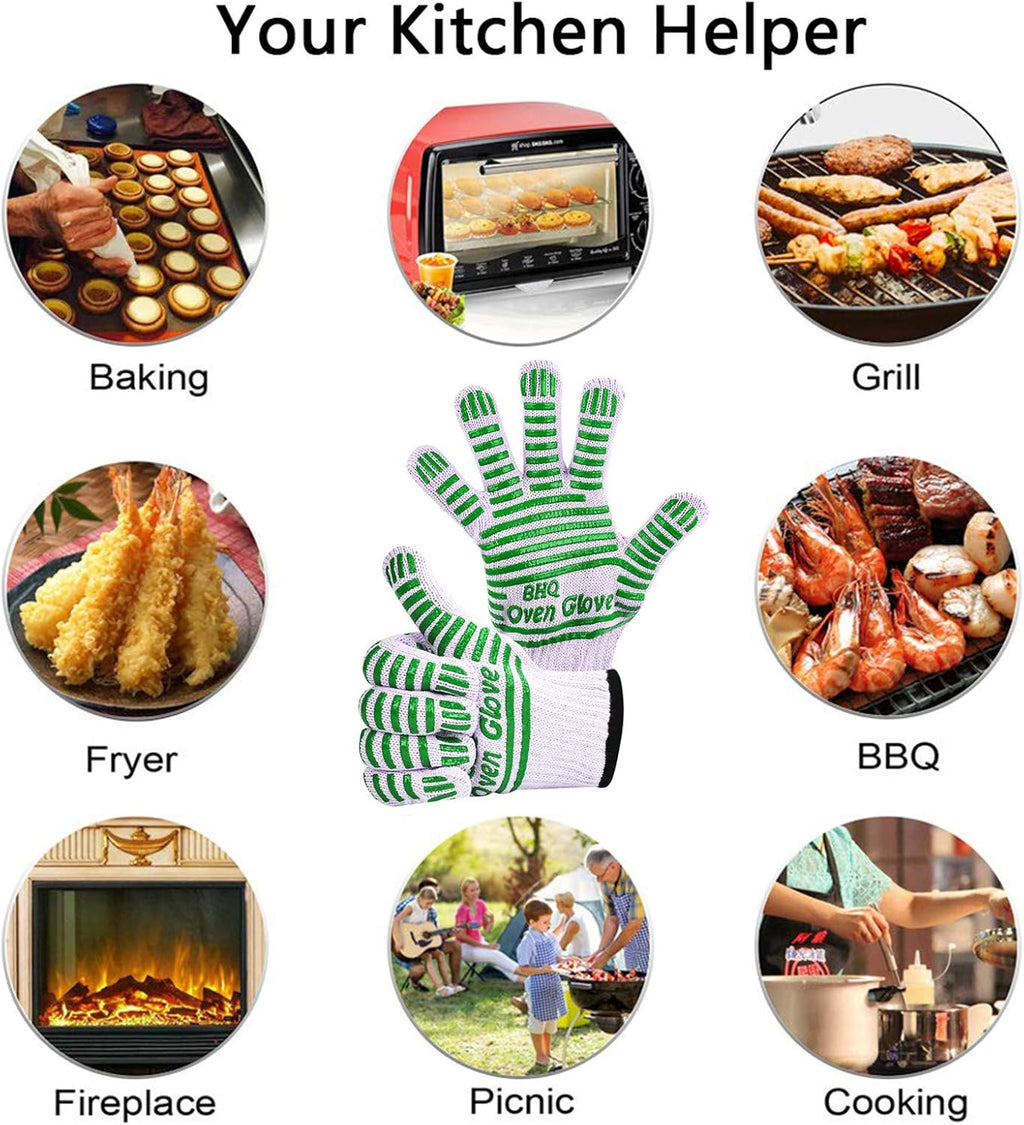 Extreme Heat Resistant Oven Gloves - 932F - Cooking Gloves for BBQ, Grilling, Baking,Cutting, Smoker Fireplace