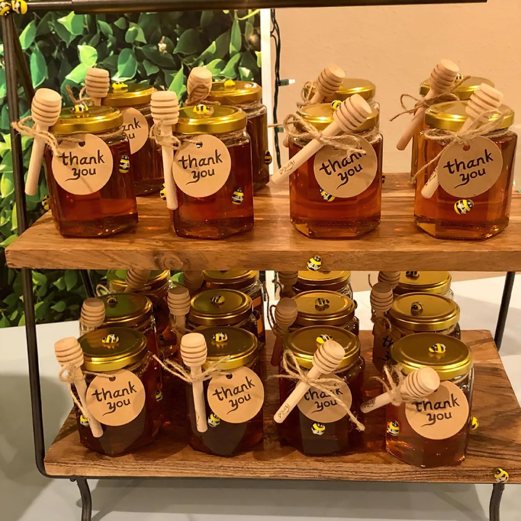 Wooden Honey Dipper Sticks, 20 Pack 3 Inch Mini Honey Stirrers for Jars Dispense and Drizzle, Natural Wood Wand for Tea Party, Wedding Favors, Baby Shower Gifts