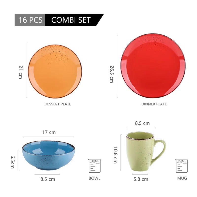Aagman 16 Piece Stoneware Dinnerware Set - Service for 4
