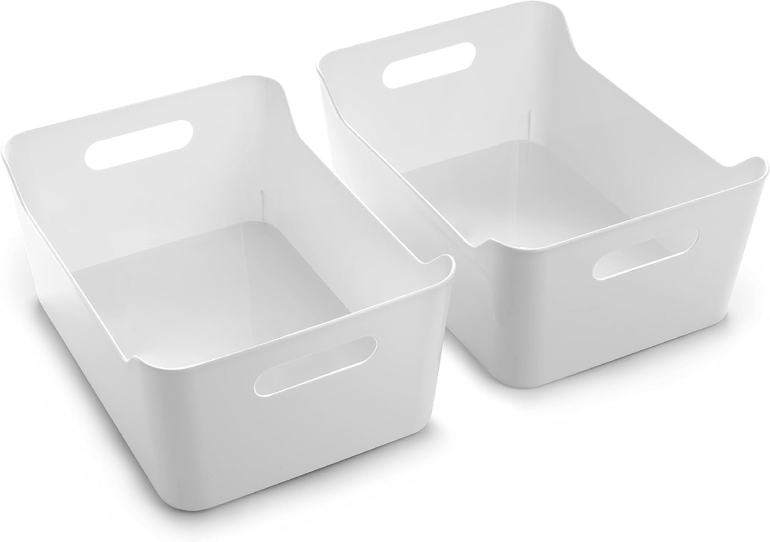 | Plastic Storage Bins, Large - 2 Pack, White | the SOHO COLLECTION | Pantry Organizers and Storage Containers Fridge Organizer Bins Kitchen Cabinet Organizer Medicine Cabinet Bin